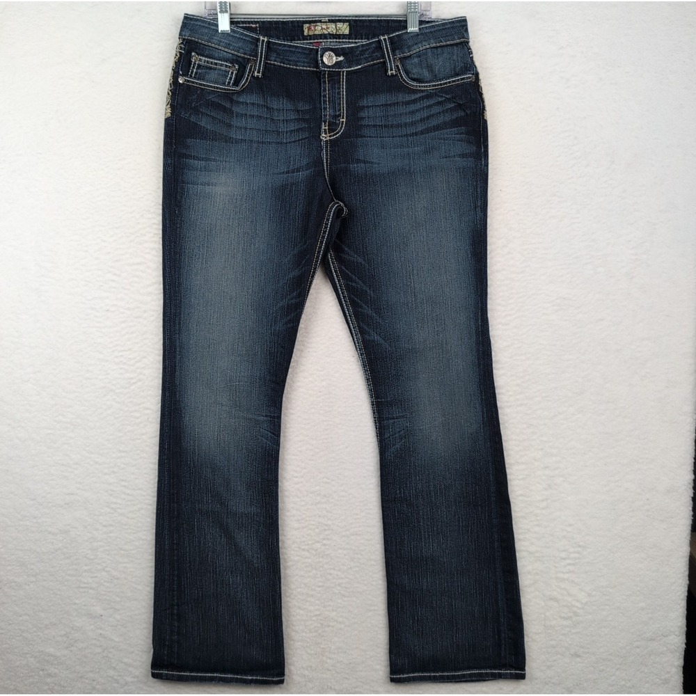 BKE Kate Bootcut Jeans Women's 34x33 1/2 Dark Wash Stretch Denim Cowgirl Western